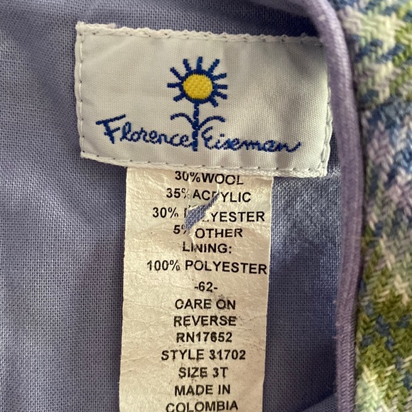 Florence Eiseman Toddler Wool Lavender Plaid Dress - Picture 3 of 8